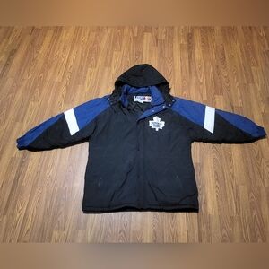 VTG Chalk Line Toronto Maple Leafs Puffer Lined Men's Black & Blue XL Jacket Z6